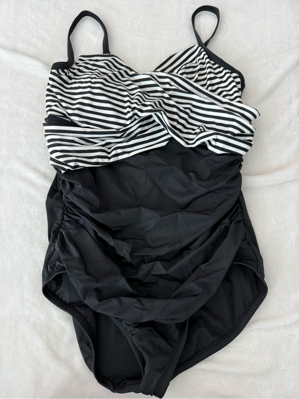 Embrace Your Curves Women’s Black White One-piece Swimsuit Size 1X E18